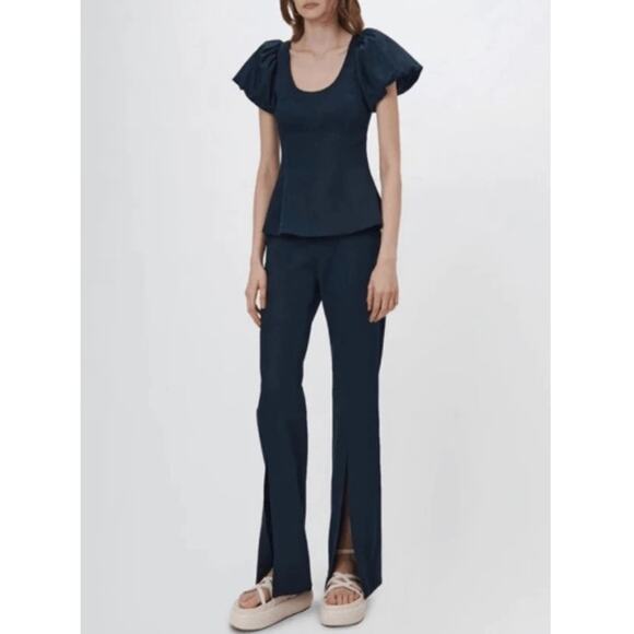 JONATHAN SIMKHAI Women's Midnight Chase Front Slit Cotton-Blend Pants Size 14 - Picture 8 of 8